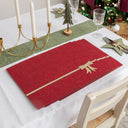 Set of 4 Dark Red Rectangular Felt Placemat with Champagne Gold Bow