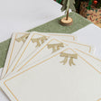 Set of 4 Felt White &amp; Gold Rectangular Bow Detailed Placemats