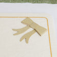 Set of 4 Felt White &amp; Gold Rectangular Bow Detailed Placemats