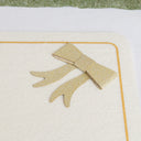 Set of 4 Felt White &amp; Gold Rectangular Bow Detailed Placemats