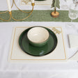 Set of 4 Felt White &amp; Gold Rectangular Bow Detailed Placemats