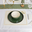 Set of 4 Felt White &amp; Gold Rectangular Bow Detailed Placemats
