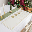 Set of 4 Felt White &amp; Gold Rectangular Bow Detailed Placemats