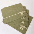 Set of 4 Green Rectangular Felt Placemat with Champagne Gold Bow