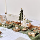 Set of 4 Green Rectangular Felt Placemat with Champagne Gold Bow