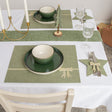 Set of 4 Green Rectangular Felt Placemat with Champagne Gold Bow