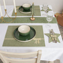 Set of 4 Green Rectangular Felt Placemat with Champagne Gold Bow