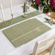Set of 4 Green Rectangular Felt Placemat with Champagne Gold Bow