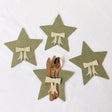 Set Of 4 Green Star Shaped Felt Cutlery Holders with Champagne Gold Bow