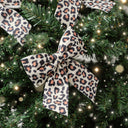 Set of 4 Leopard Print Velvet Bow Decorations - 14cm