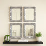 Set of 4 Ornate Silver Wall Mirrors With Bevelled Glass