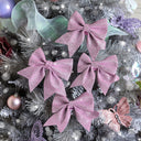 Set of 4 Pink Glitter Bows - Christmas Tree Decoration