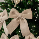 Set of 4 Taupe Velvet Christmas Bows