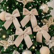 Set of 4 Taupe Velvet Christmas Bows