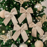 Set of 4 Taupe Velvet Christmas Bows
