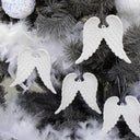 Set Of 4 White Glitter Angel Wings - 12cm