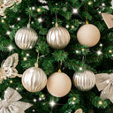 Set of 6 Assorted Gold & Champagne Round Christmas Baubles