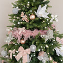 Set of 6 Small Pink Tartan Boucle Jewelled Christmas Bow Decorations