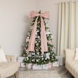 Set of 6 Small Pink Tartan Boucle Jewelled Christmas Bow Decorations
