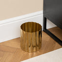 Shiny Gold Metal Fluted Planter Pot / Waste Bin - 15cm x 16cm
