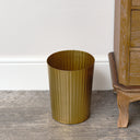 Shiny Gold Reeded Metal Paper Bin 21cm x 27cm