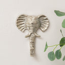 Silver Elephant Head Wall Hook