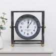 Silver & Gold Metal Square Table Top / Mantel Clock 27cm x 12cm