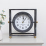 Silver & Gold Metal Square Table Top / Mantel Clock 27cm x 12cm