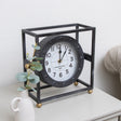 Silver &amp; Gold Metal Square Table Top / Mantel Clock 27cm x 12cm