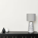 Silver & Grey Pearl Table Lamp with Linen Shade