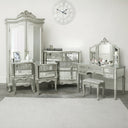 Silver Mirrored Double Wardrobe, Chest of Drawers, Large Dressing Table Set & Bedside Tables - Tiffany Range