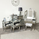 Silver Mirrored Bedroom Furniture, Chest of Drawers, Dressing Table Set &amp; Bedside Tables - Tiffany Range