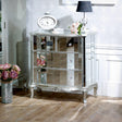 Silver Mirrored Double Wardrobe, Chest of Drawers, Dressing Table Set &amp; 3 Drawer Bedside Tables - Tiffany Range