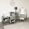Silver Mirrored Chest of Drawers, Dressing Table Set &amp; 3 Drawer Bedside Tables - Tiffany Range