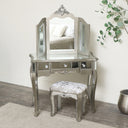 Silver Mirrored Double Wardrobe, Chest of Drawers, Dressing Table Set &amp; 3 Drawer Bedside Tables - Tiffany Range