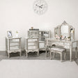 Silver Mirrored Chest of Drawers, Large Dressing Table Set & 3 Drawer Bedside Tables - Tiffany Range