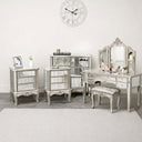 Silver Mirrored Chest of Drawers, Large Dressing Table Set & 3 Drawer Bedside Tables - Tiffany Range