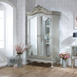 Silver Mirrored Double Wardrobe, Chest of Drawers, Large Dressing Table Set &amp; Bedside Tables - Tiffany Range
