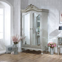 Silver Mirrored Double Wardrobe, Chest of Drawers, Dressing Table Set &amp; 3 Drawer Bedside Tables - Tiffany Range