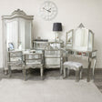 Silver Mirrored Double Wardrobe, Chest of Drawers, Dressing Table Set & Bedside Tables - Tiffany Range