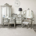 Silver Mirrored Double Wardrobe, Chest of Drawers, Dressing Table Set & Bedside Tables - Tiffany Range