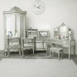 Silver Mirrored Double Wardrobe, Chest of Drawers, Large Dressing Table Set &amp; Bedside Tables - Tiffany Range