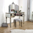 Silver Mirrored Double Wardrobe &amp; Large Dressing Table Set - Tiffany Range
