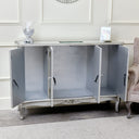 Silver Mirrored Wardrobe &amp; Large Sideboard - Tiffany Range