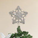 Silver Ornate Glitter Star Christmas Tree Topper