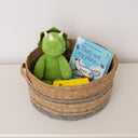 Small Brown & Grey Rope Lidded Storage Basket - 26cm