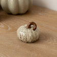 Small Cream &amp; Brown Glazed Pumpkin Ornament - 8.5cm