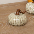 Small Cream &amp; Brown Glazed Pumpkin Ornament - 8.5cm