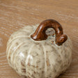 Small Cream &amp; Brown Glazed Pumpkin Ornament - 8.5cm