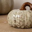 Small Cream &amp; Brown Glazed Pumpkin Ornament - 8.5cm